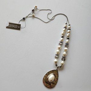 Long Chico's Convertible Pearl/Silver Necklace